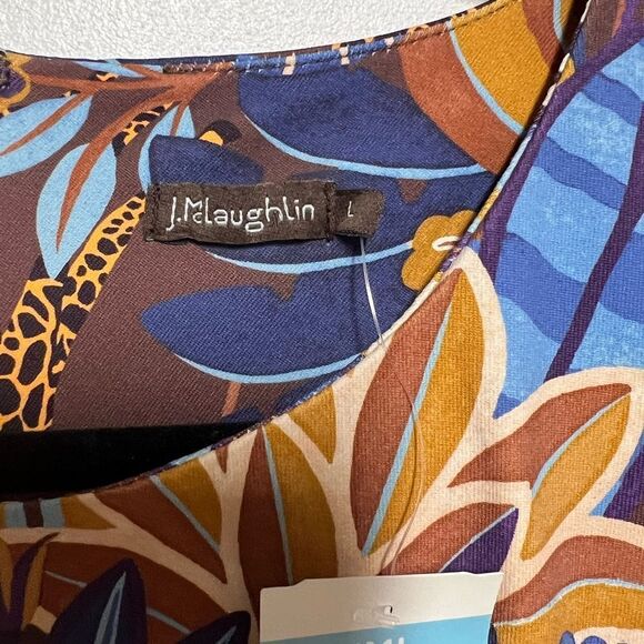 NWT J. MCLAUGHLIN Sophia Safaria Floral Dress Catalina Cloth Brown Multicolor L - Picture 5 of 6